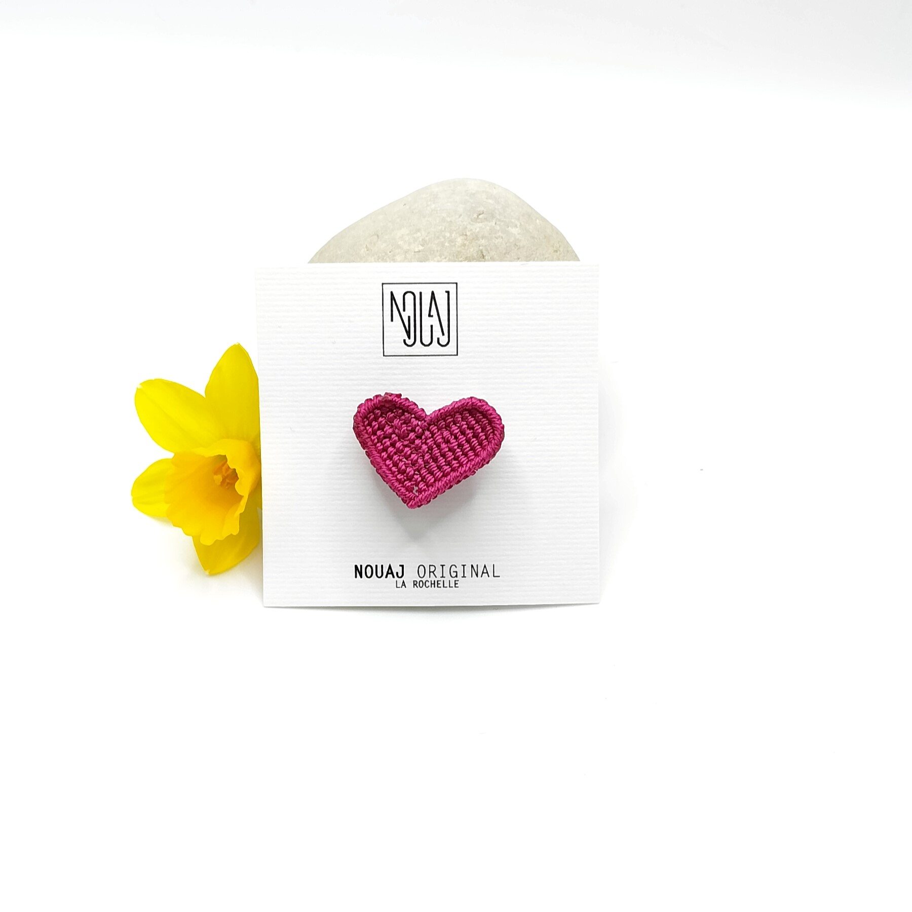 Broche Cœur Jostovo – Peinte à La Main Sur Bois – Cadeau Saint-Valentin – Noir Et Couleurs
